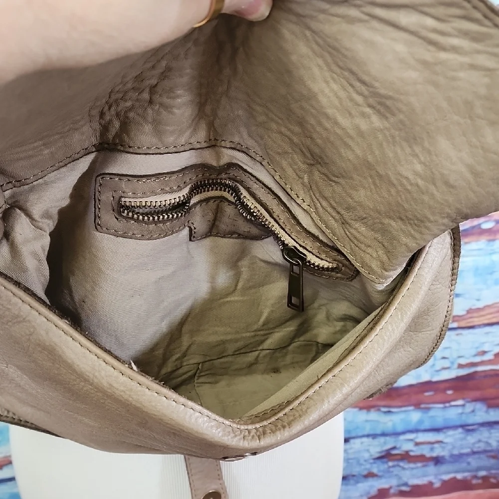 Borse In Pelle Leather Beige Shoulder Bag Made In ITALY
